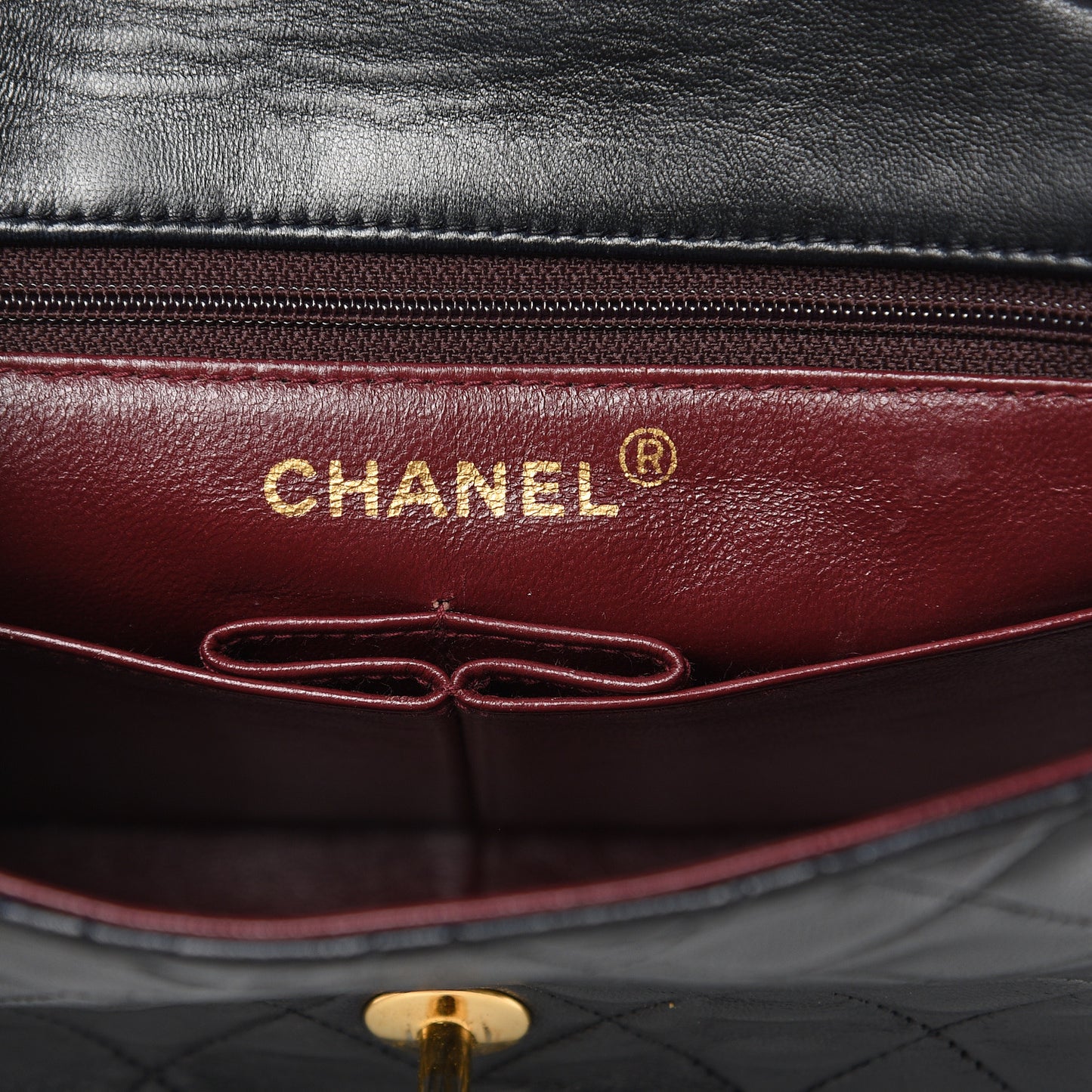 Lambskin Quilted Mini Square Flap Black