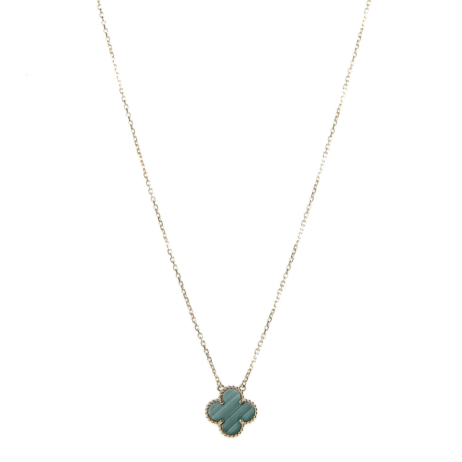Van Cleef & Arpels 18K Yellow Gold Malachite Vintage Alhambra Pendant Necklace 1 of 7