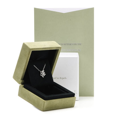 Van Cleef & Arpels 18K White Gold Diamond Mini Lotus Pendant Necklace 6 of 6