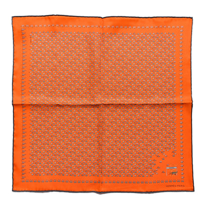 Hermes Silk H En Mouvement Pocket Square Scarf 45 Orange Turquoise Grey 1 of 5