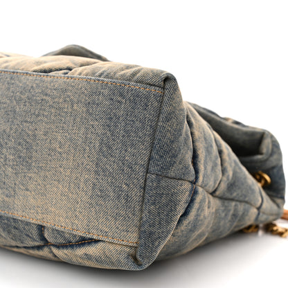 Saint Laurent Denim Quilted Medium Loulou Puffer Monogram Chain Satchel Blue Cinnamon 10 of 10