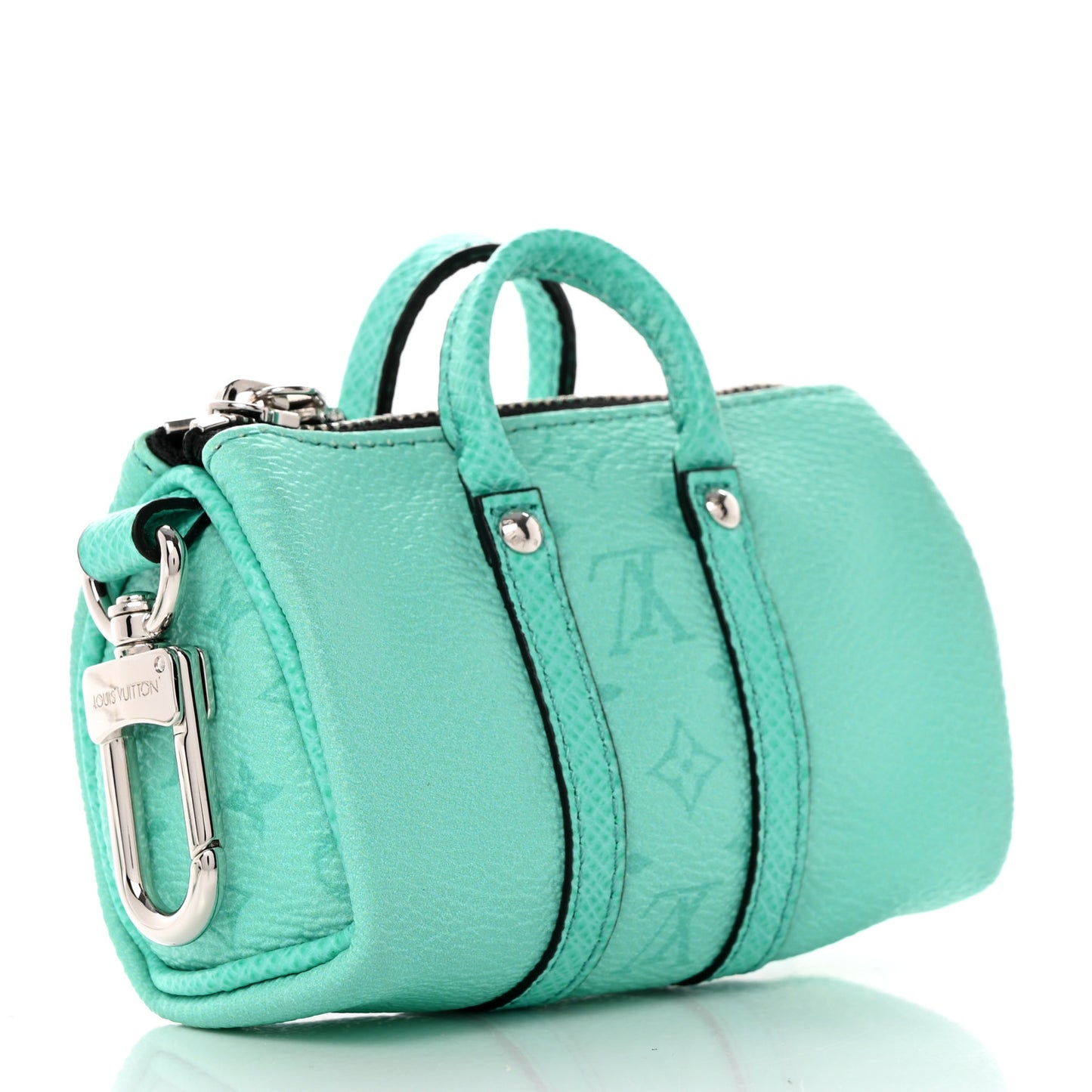 Monogram Mini Keepall Bag Charm Key Holder Turquoise