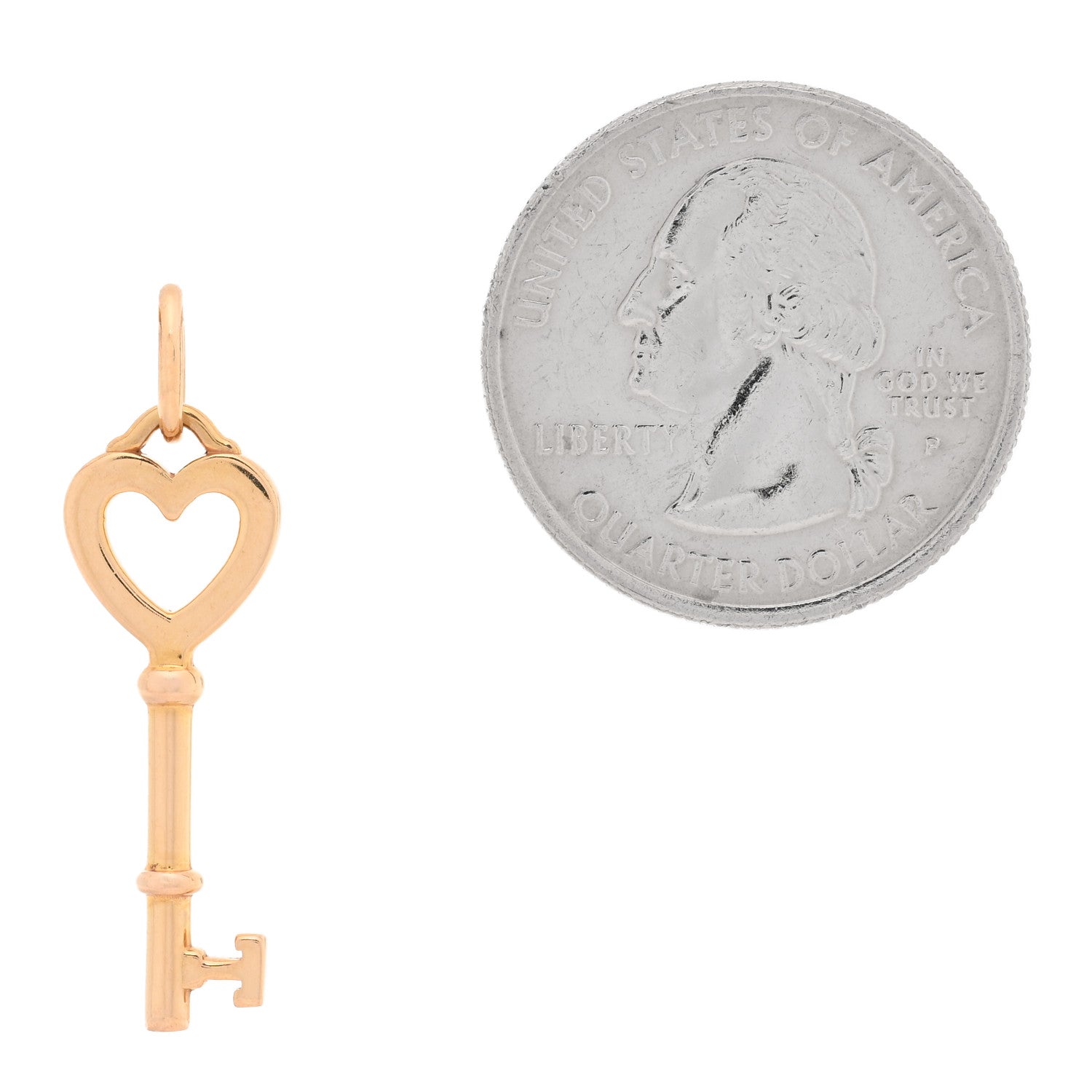 Tiffany 18K Rose Gold Mini Heart Key Pendant 2 of 3
