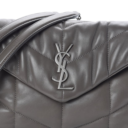 Saint Laurent Lambskin Quilted Small Loulou Puffer Monogram Chain Satchel Concrete 7 of 9