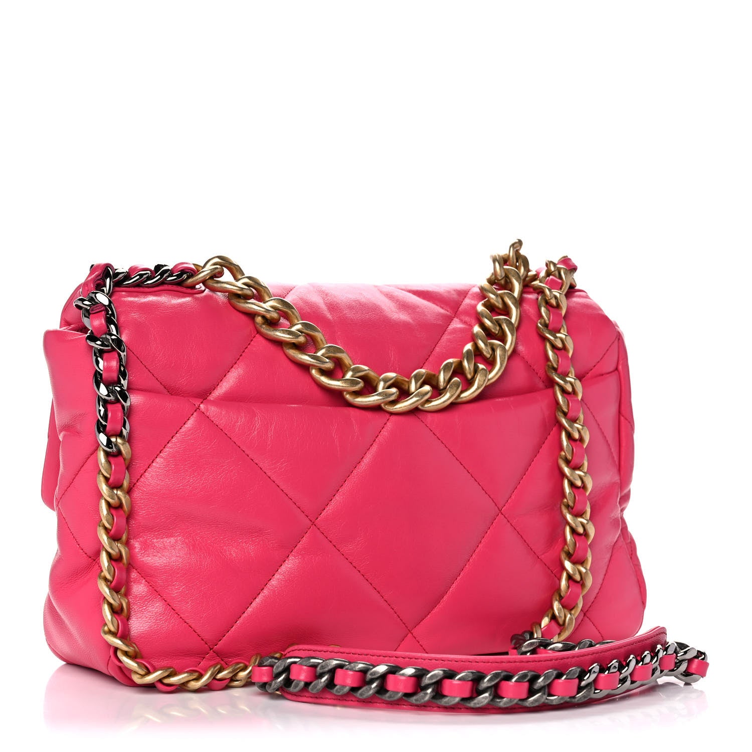 Chanel Goatskin Quilted Large Chanel 19 Flap Dark Pink 3 of 14