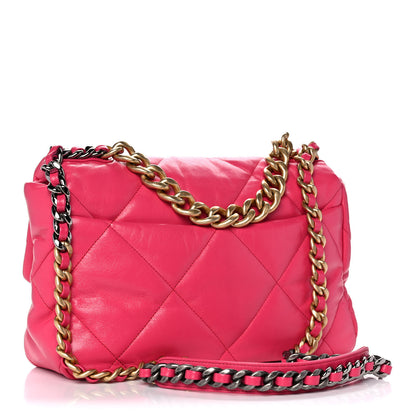 Chanel Goatskin Quilted Large Chanel 19 Flap Dark Pink 3 of 14