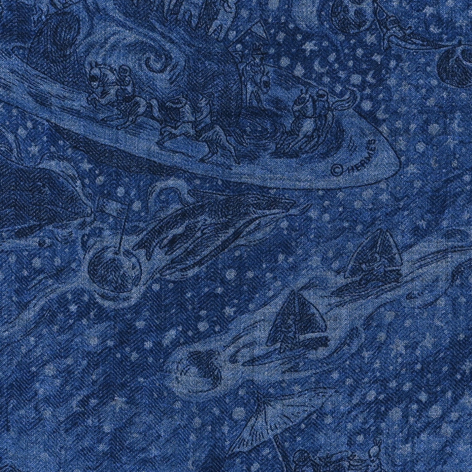 Hermes Cashmere Silk Nothing But A Dreamer Scarf 100 Bleu Chine Indigo Marine 3 of 4