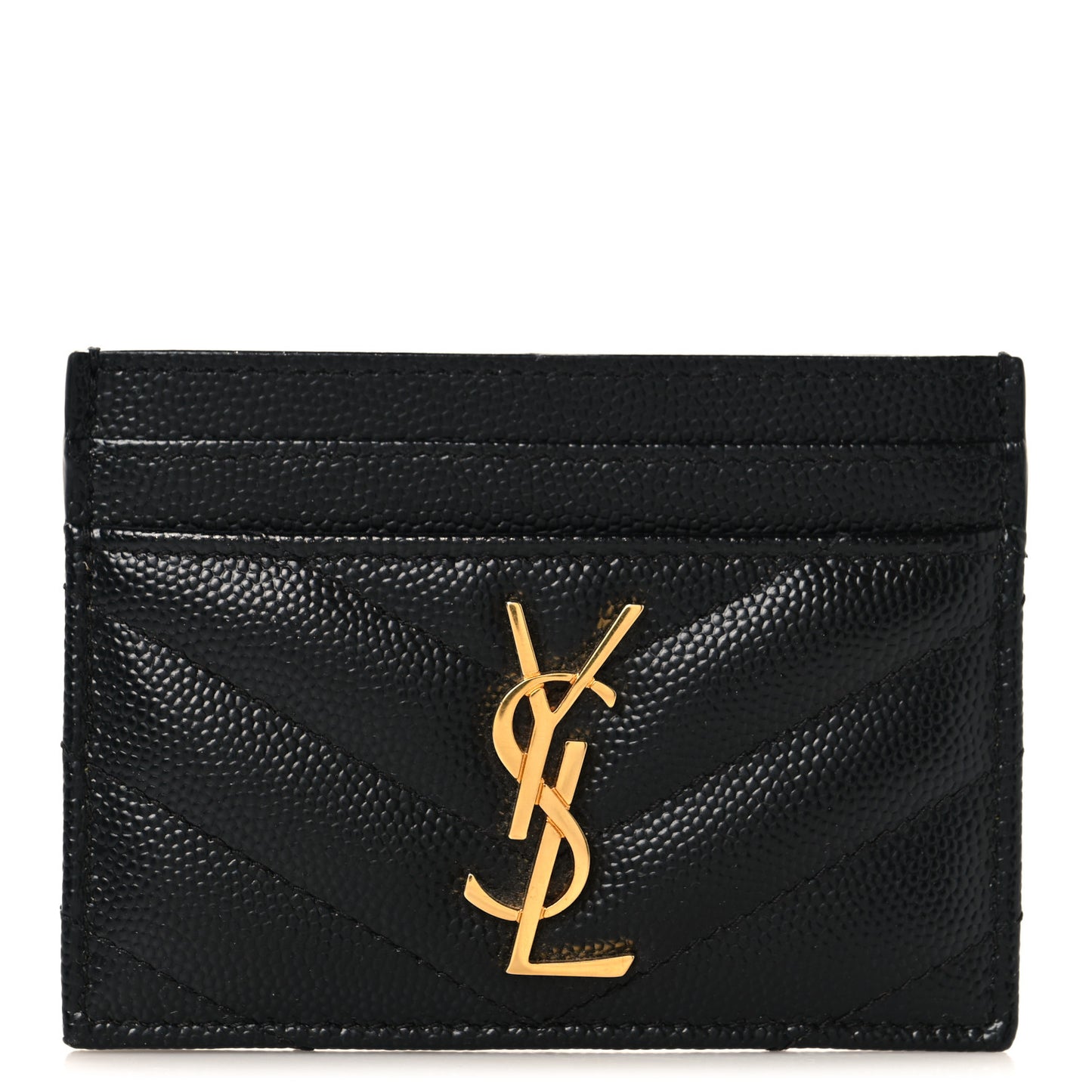 Grain De Poudre Matelasse Chevron Monogram Credit Card Case Black