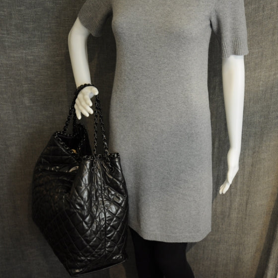 Chanel Leather Large Chain Me Tote Dark Grey 11P 1 of 10