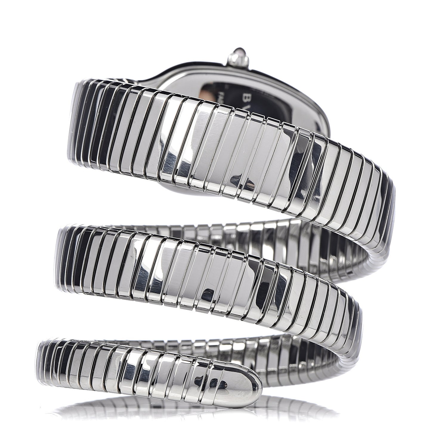 Stainless Steel Diamond Bezel 35mm Serpenti Tubogas Double Spiral Quartz Watch Red