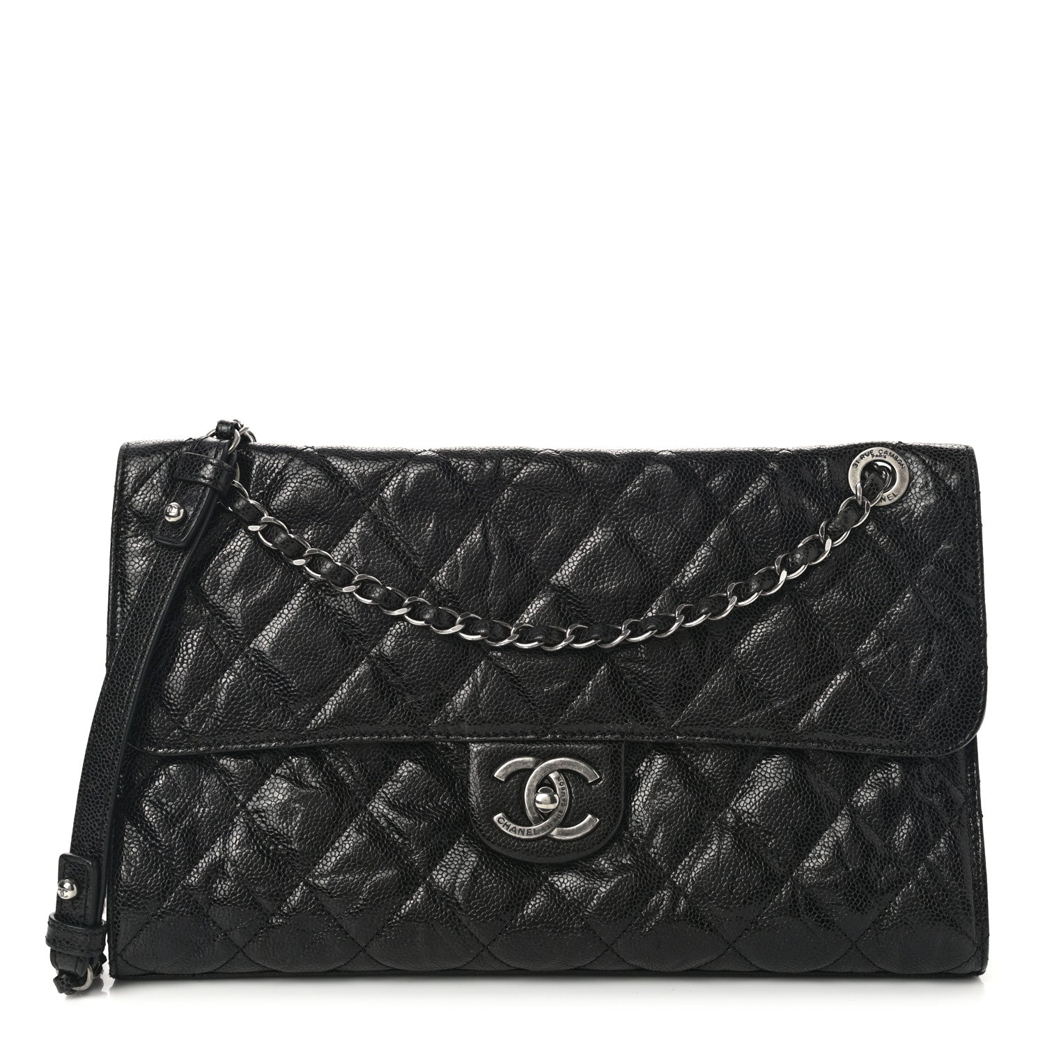 Chanel Crumpled Grained Calfskin Jumbo CC Crave Flap Black 1 of 13