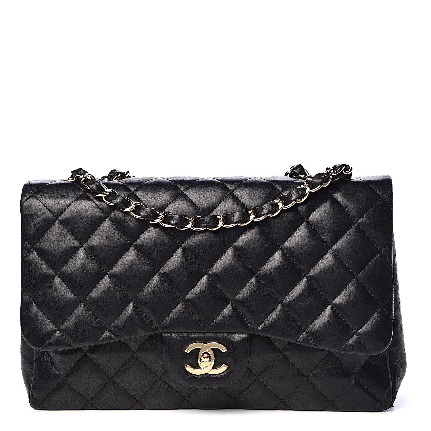 Chanel Lambskin Quilted Jumbo Single Flap Black 1 of 17