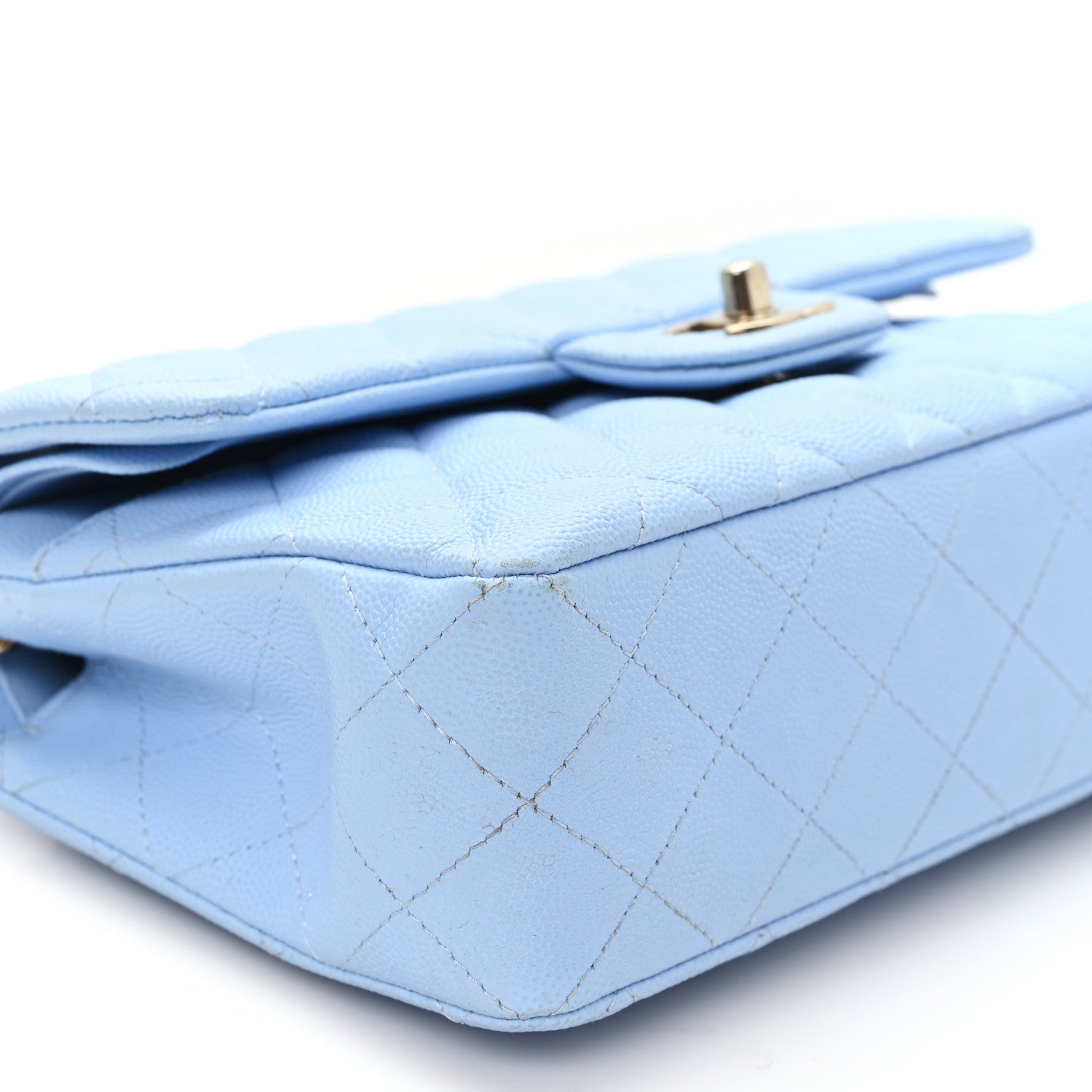 Chanel Caviar Quilted Small Double Flap Light Blue 9 of 10