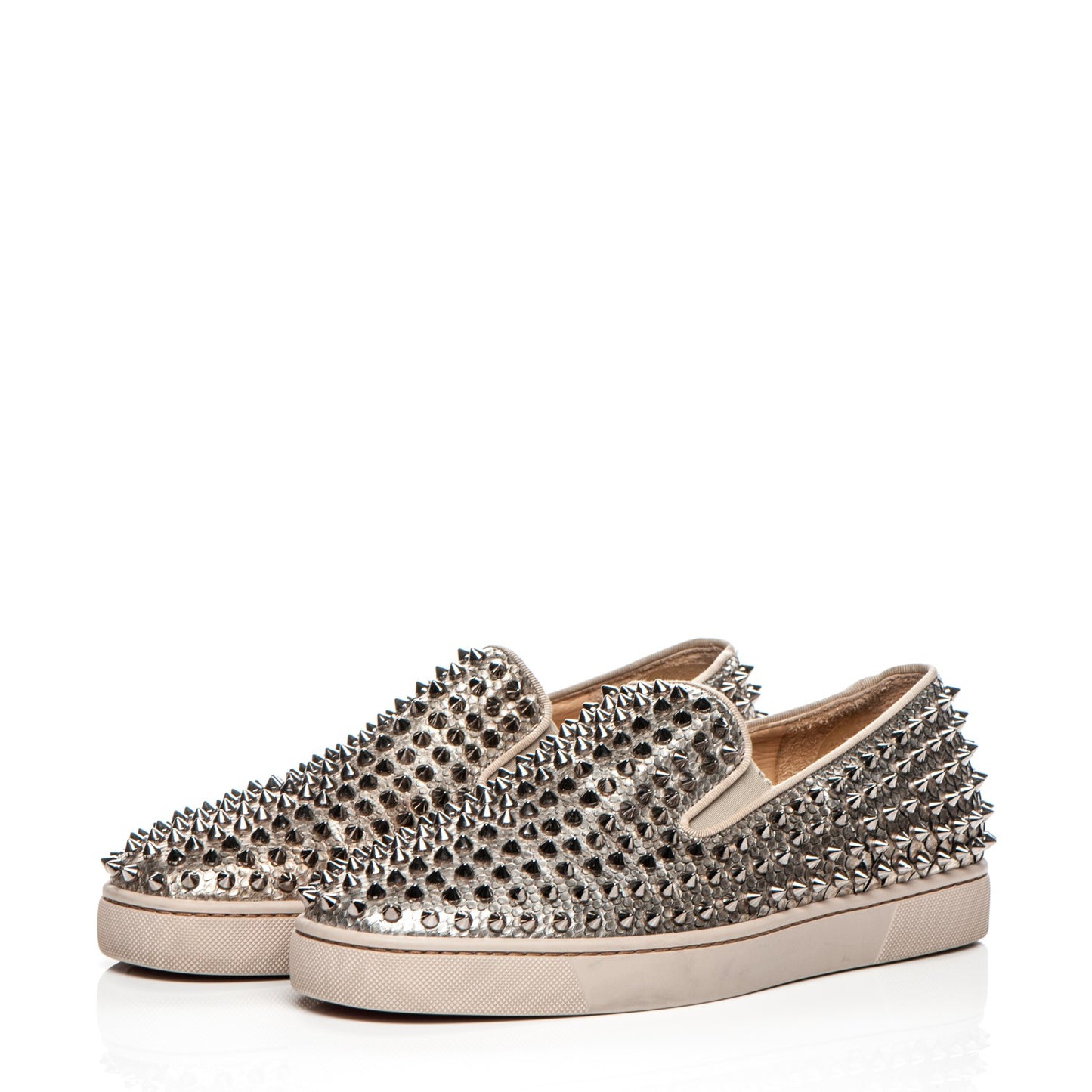 Mens Python Spikes Roller Boat Flat 41.5 Antique Silver