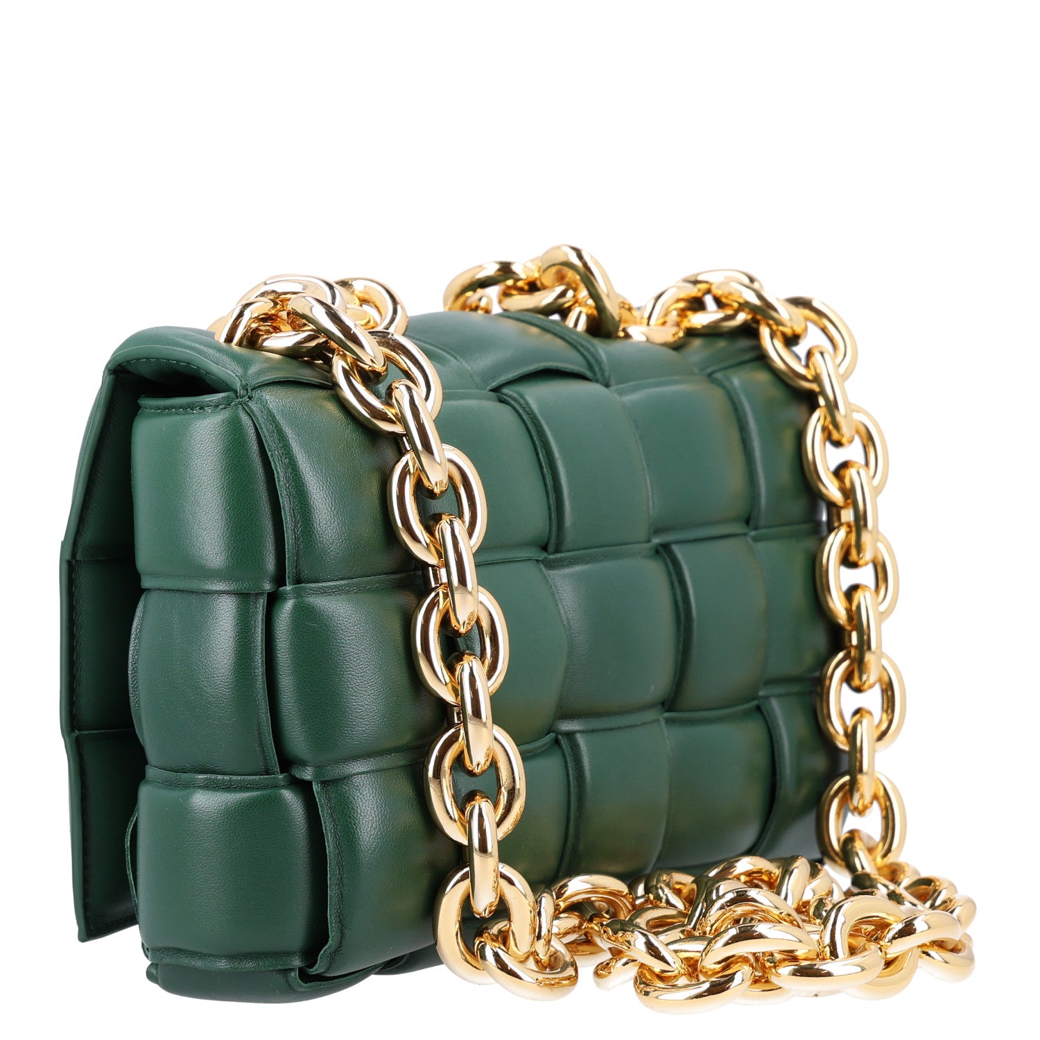 Bottega Veneta Lambskin Maxi Intreccio Padded Chain Cassette Crossbody Bag Raintree 3 of 12