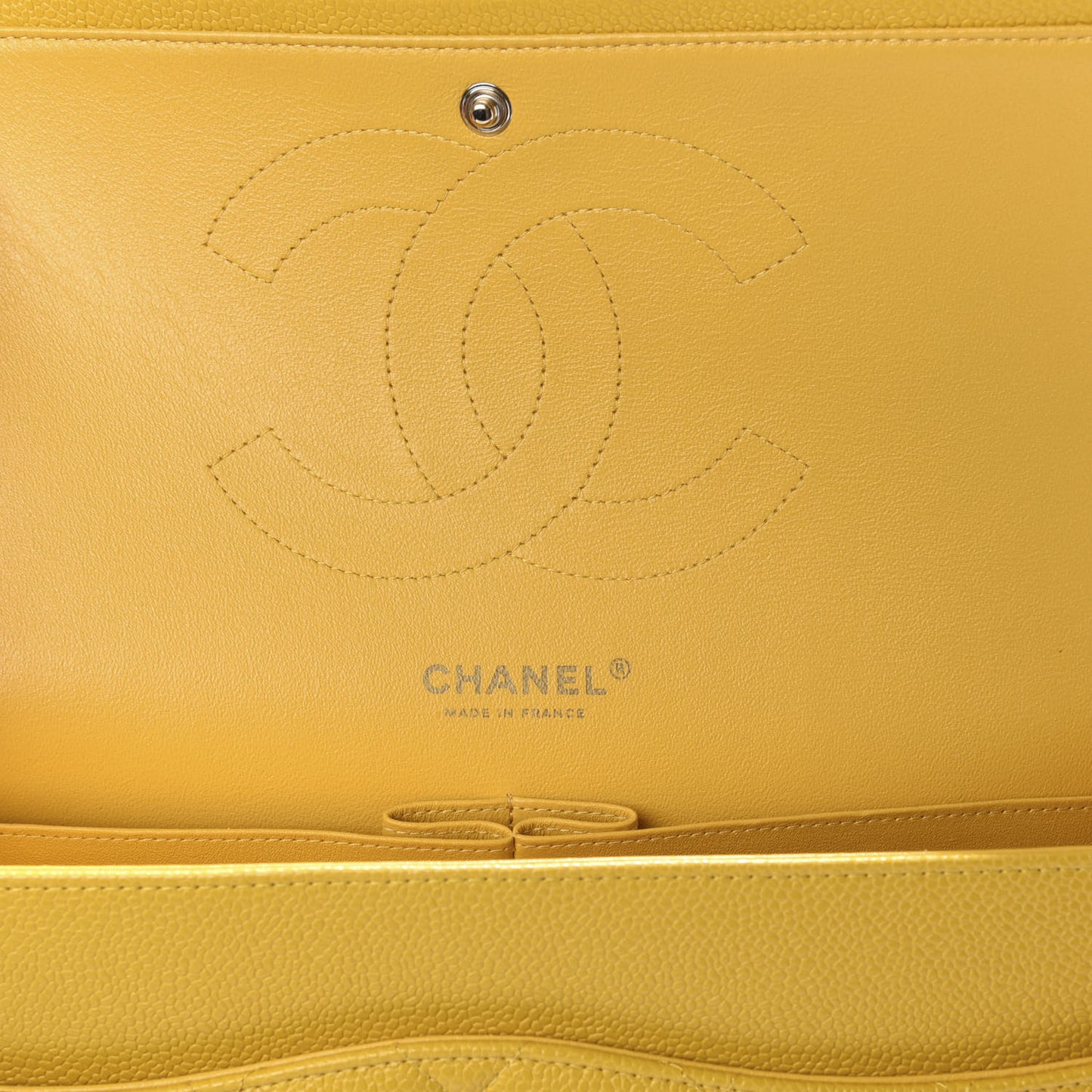 Caviar Quilted Jumbo Double Flap Yellow