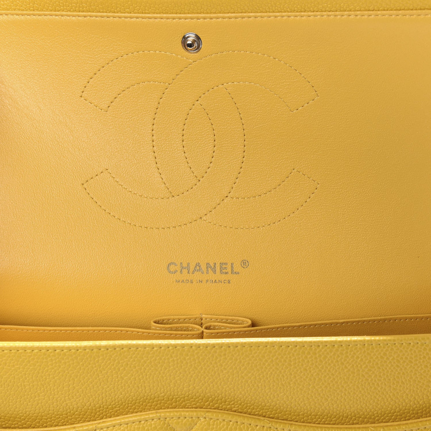 Chanel Caviar Quilted Jumbo Double Flap Yellow 8 of 11
