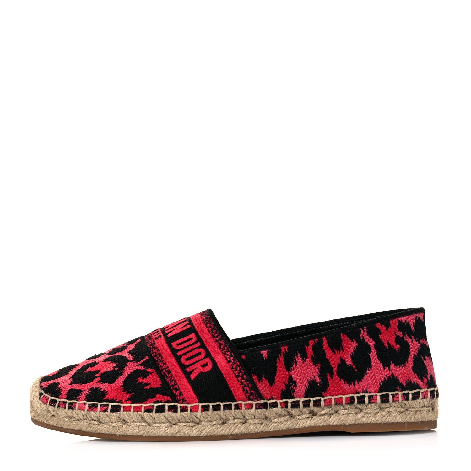 Christian Dior Cotton Embroidered Leopard Print Granville Espadrille 40 Red 1 of 9