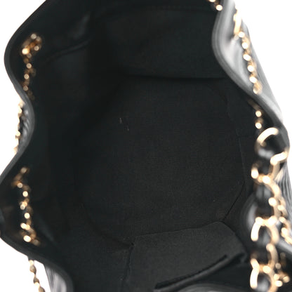 Chanel Lambskin Chevron Drawstring Bag Black 5 of 10