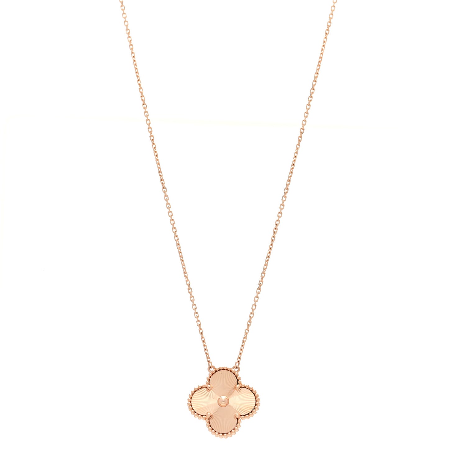 18K Rose Gold Guilloche Magic Alhambra Pendant Necklace