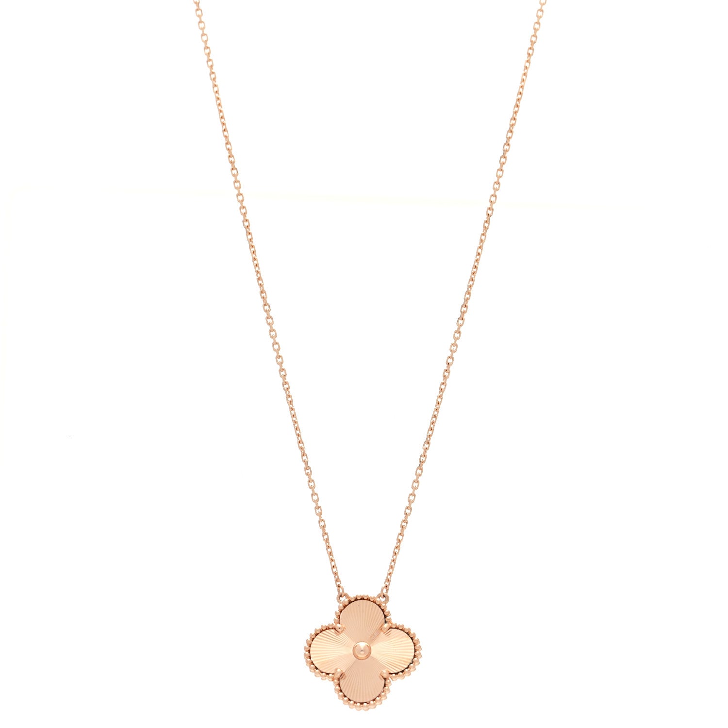 Van Cleef & Arpels 18K Rose Gold Guilloche Magic Alhambra Pendant Necklace 1 of 6