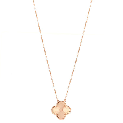 Van Cleef & Arpels 18K Rose Gold Guilloche Magic Alhambra Pendant Necklace 1 of 6