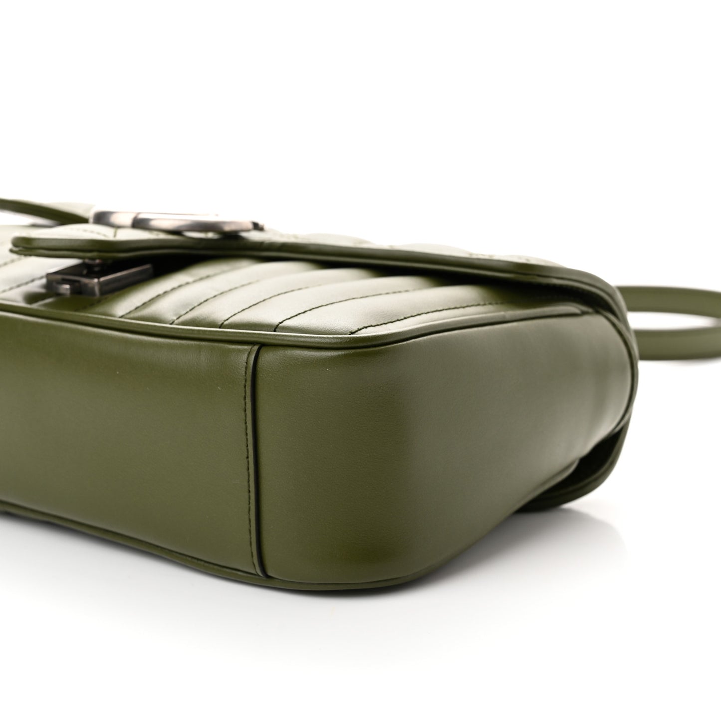 Calfskin Matelasse Aria Small GG Marmont Shoulder Bag Military Wood