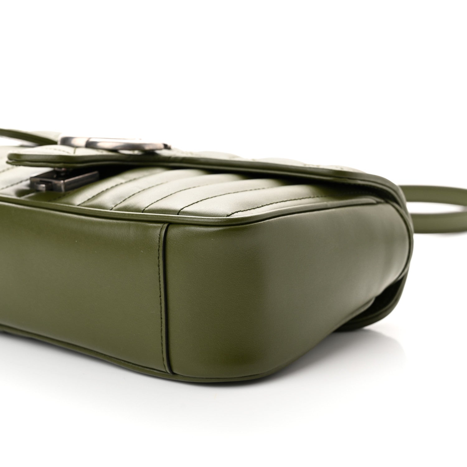 Gucci Calfskin Matelasse Aria Small GG Marmont Shoulder Bag Military Wood 9 of 9