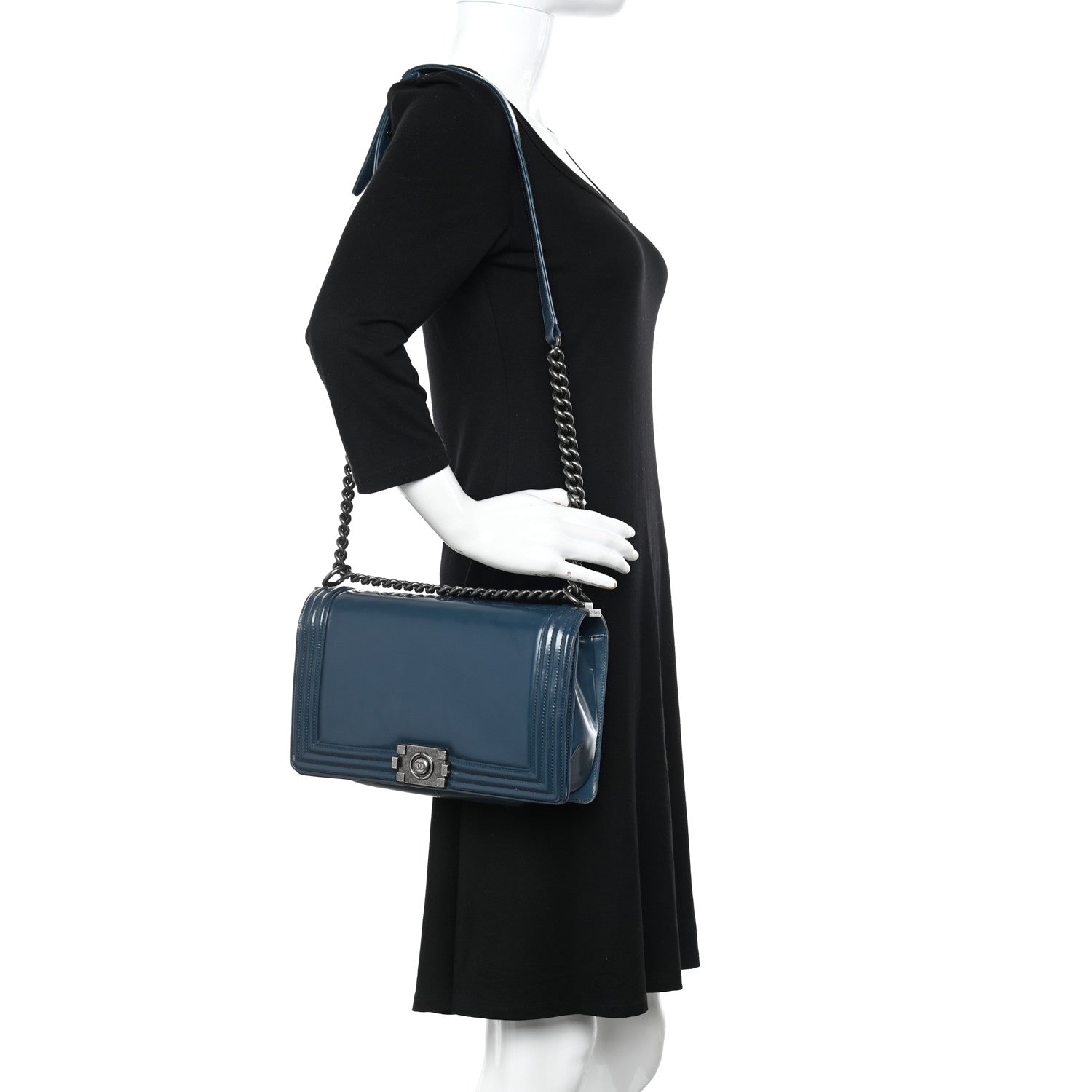 Chanel Glazed Calfskin New Medium Boy Flap Blue 2 of 21