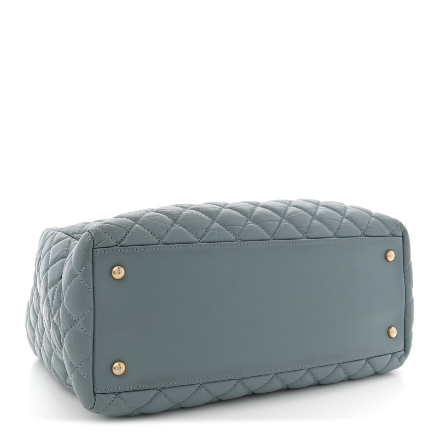 Aged Calfskin Quilted Large Coco Handle ShoppingTote Blue