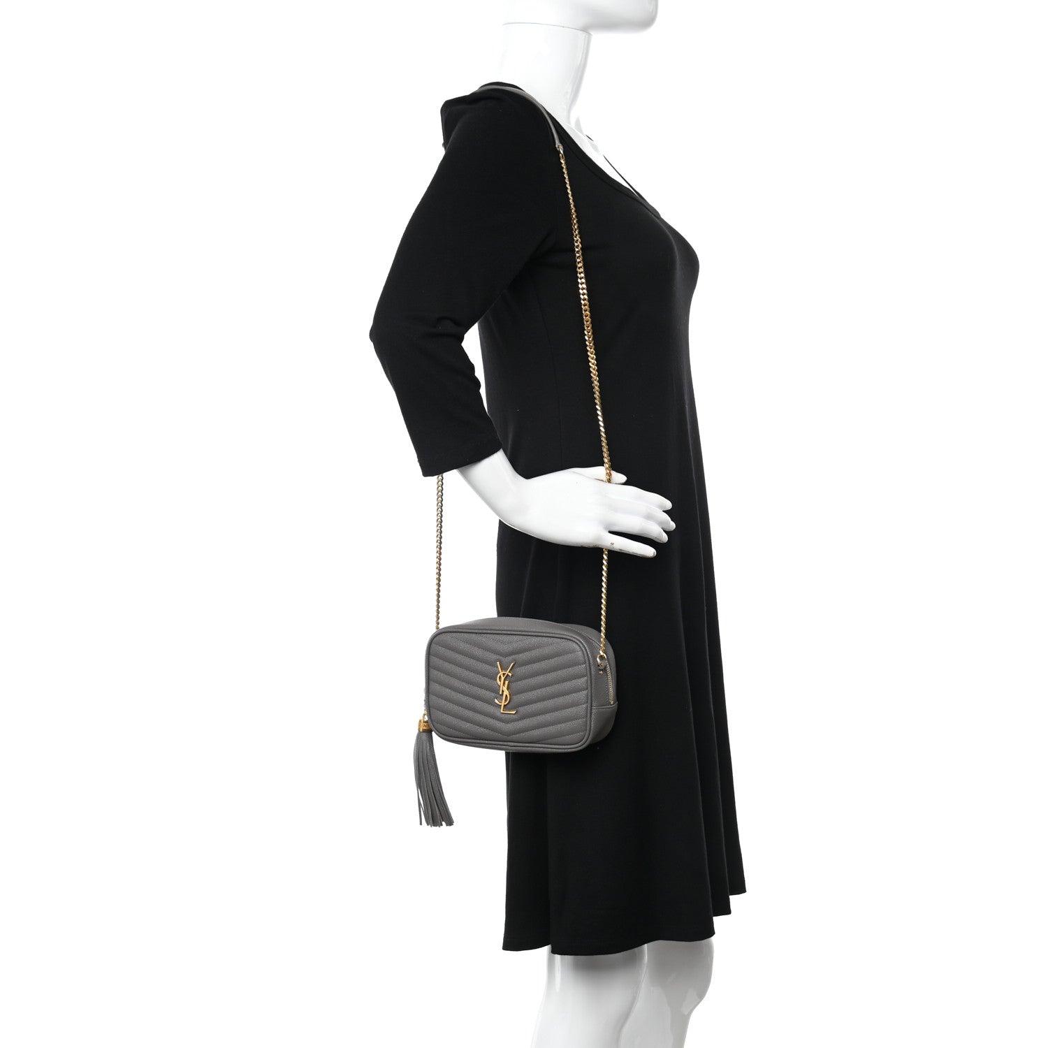 Saint Laurent Grain De Poudre Matelasse Monogram Mini Lou Camera Bag Fog 2 of 10