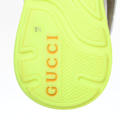 Gucci Metallic Calfskin Suede Mens Ultrapace Sneakers 8.5 Silver Oatmeal 6 of 8