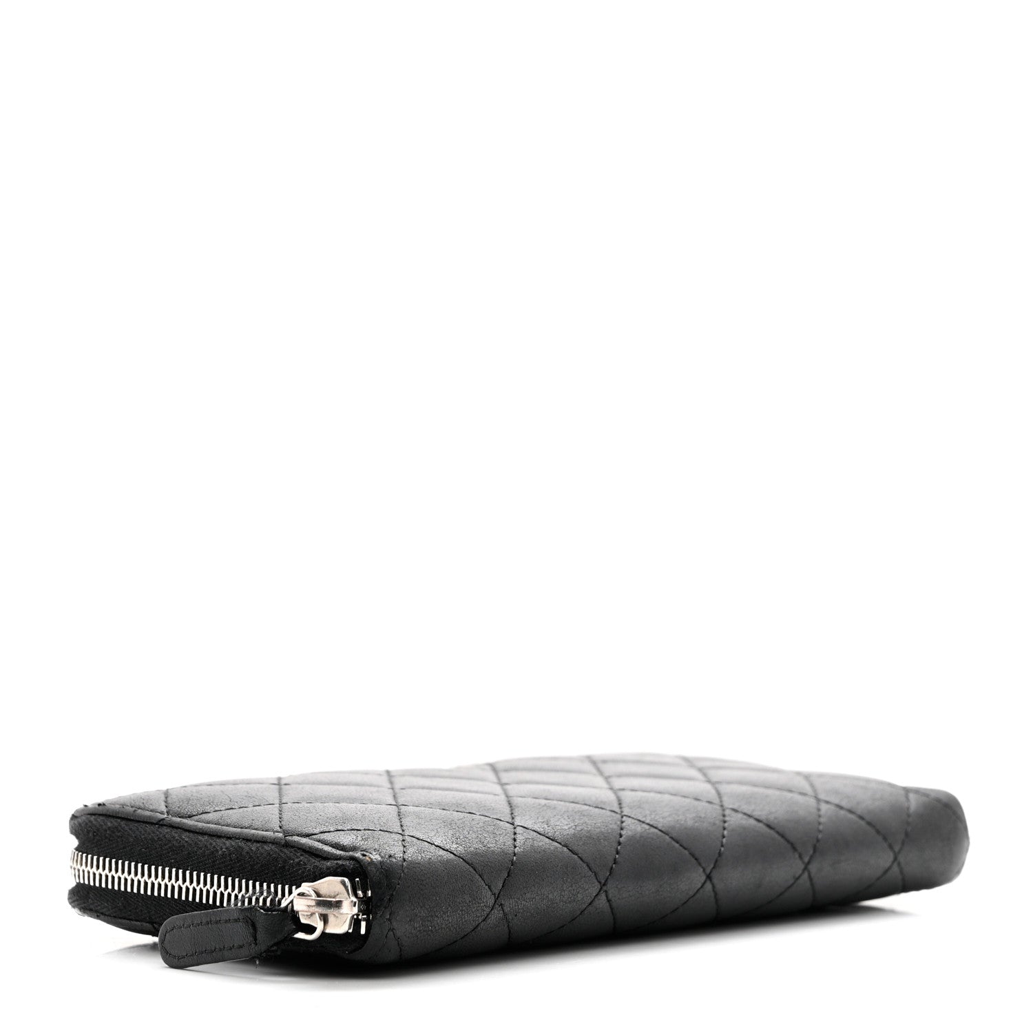 Chanel Lambskin Quilted Large Gusset Zip Around Wallet Black 4 of 11