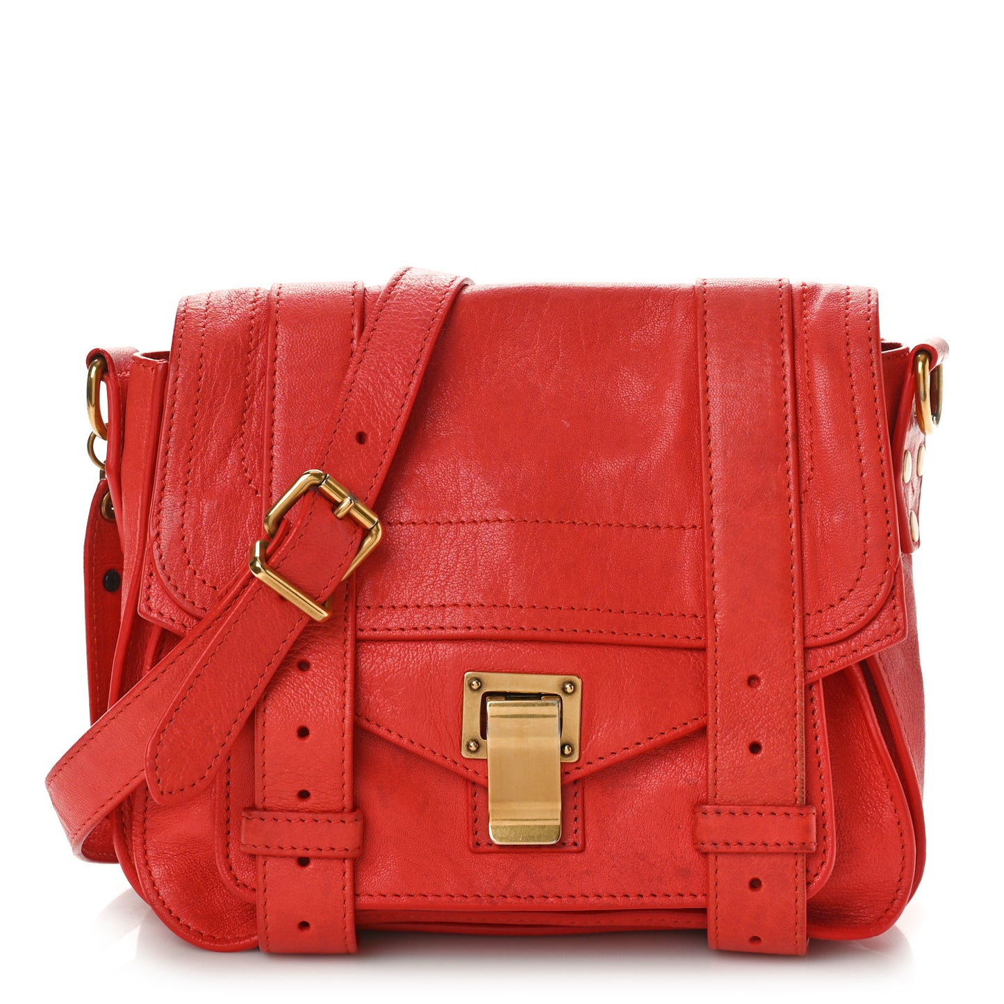 Lambskin PS1 Pouch Messenger Deep Coral