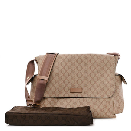 Gucci GG Supreme Monogram Messenger Diaper Bag Beige 1 of 12