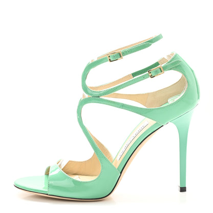 Jimmy Choo Patent Calfskin Lang Sandals 40 Peppermint 1 of 8