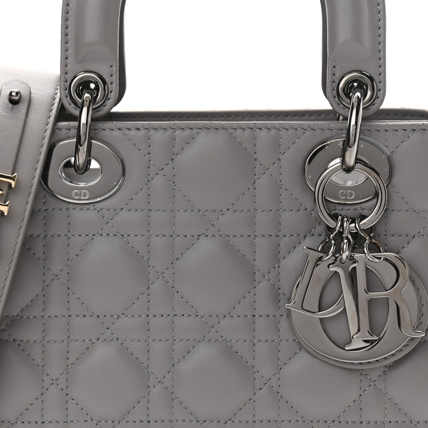 Christian Dior Lambskin Cannage Small My ABCDior Lady Dior Grey 7 of 11