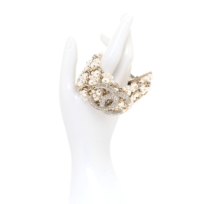 Chanel Crystal Pearl CC Bracelet Gold 2 of 8