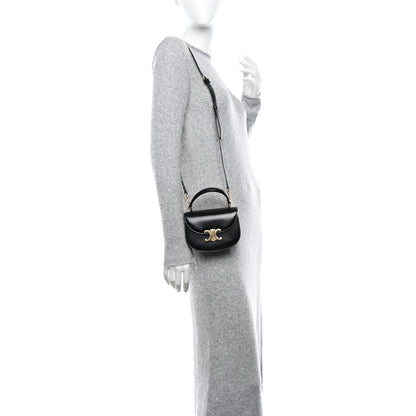 Celine Shiny Calfskin Triomphe Mini Besace Clea Black 2 of 10