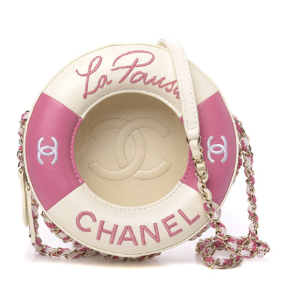 Chanel Lambskin Coco Lifesaver Round Bag Pink White 1 of 13