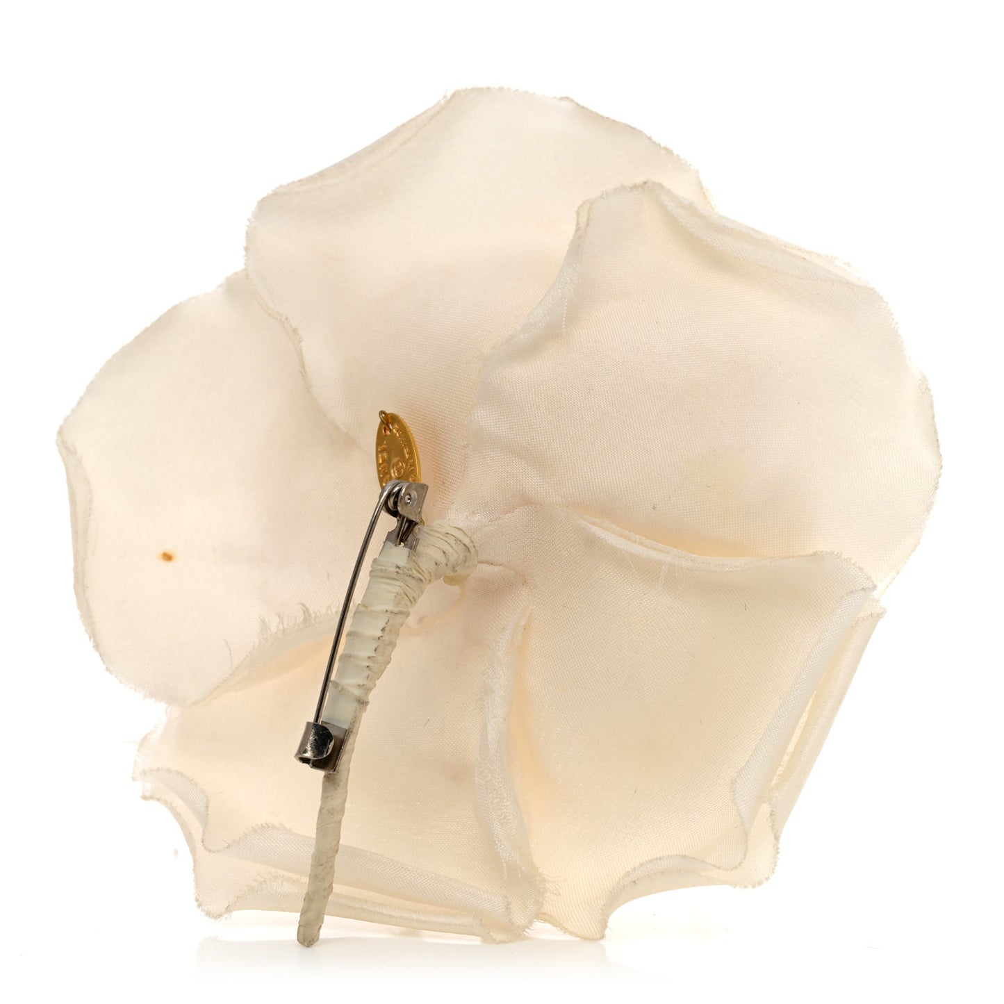 Fabric Camellia Flower Brooch White