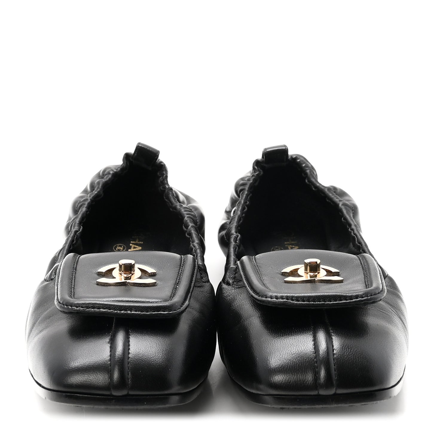 Lambskin CC Turnlock Ballerina Flats 37 Black