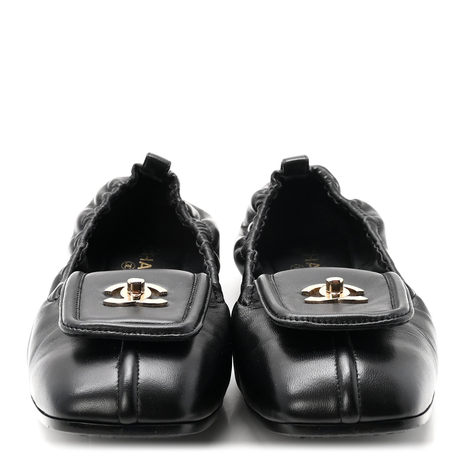 Chanel Lambskin CC Turnlock Ballerina Flats 37 Black 3 of 10