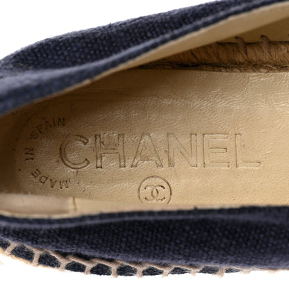 Chanel Denim Toile CC Espadrilles 39 Navy Black 7 of 8