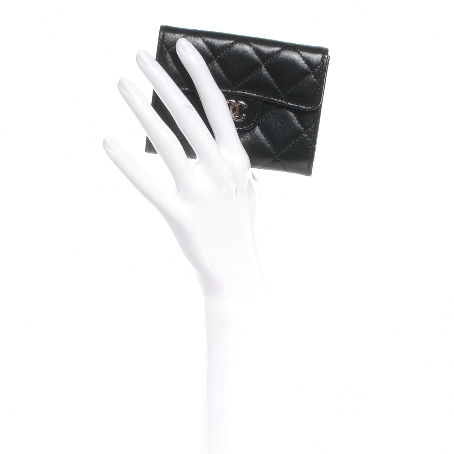 Chanel Lambskin Quilted Small Compact Wallet Black 2 of 10