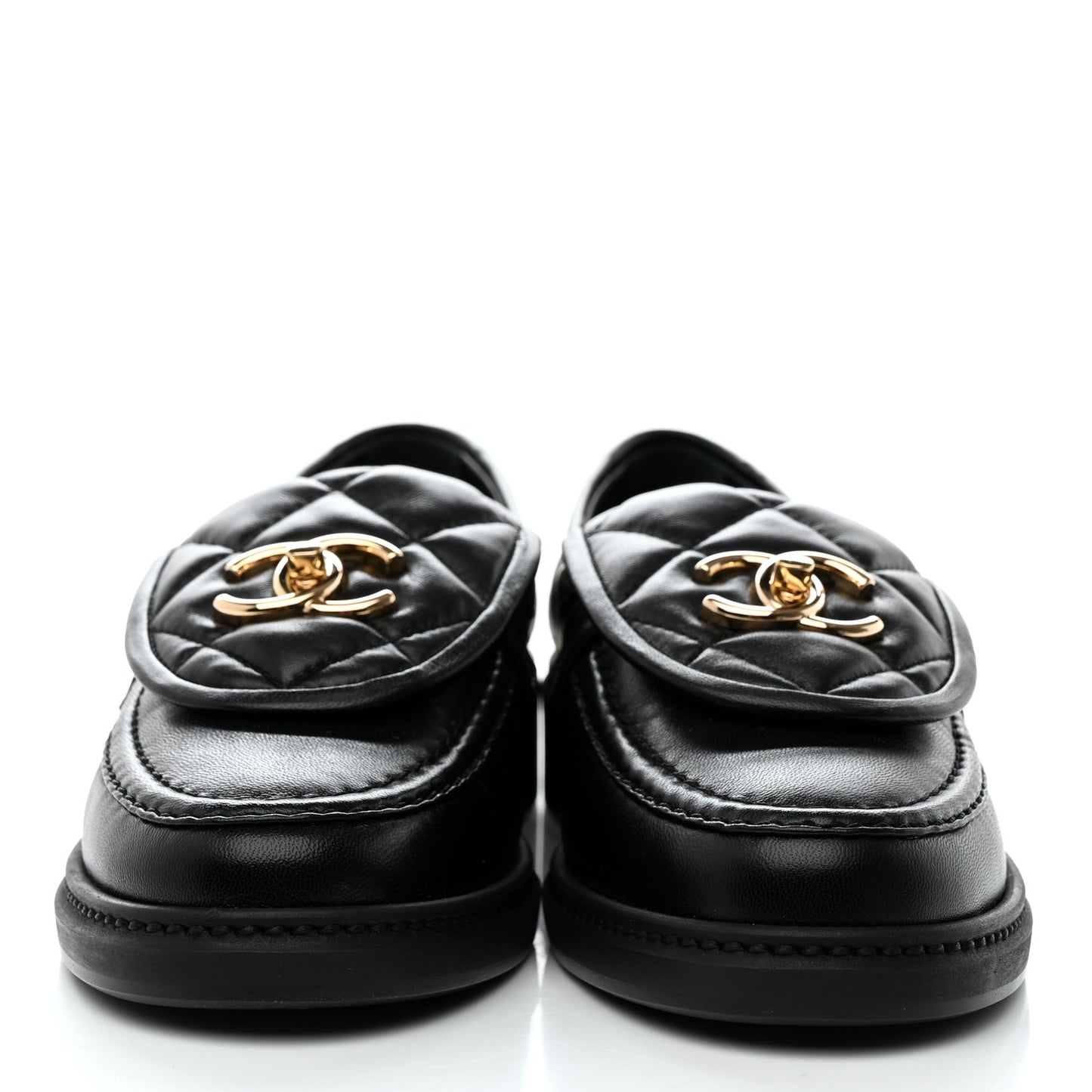 Lambskin Quilted CC Turnlock Loafers 35.5 Black