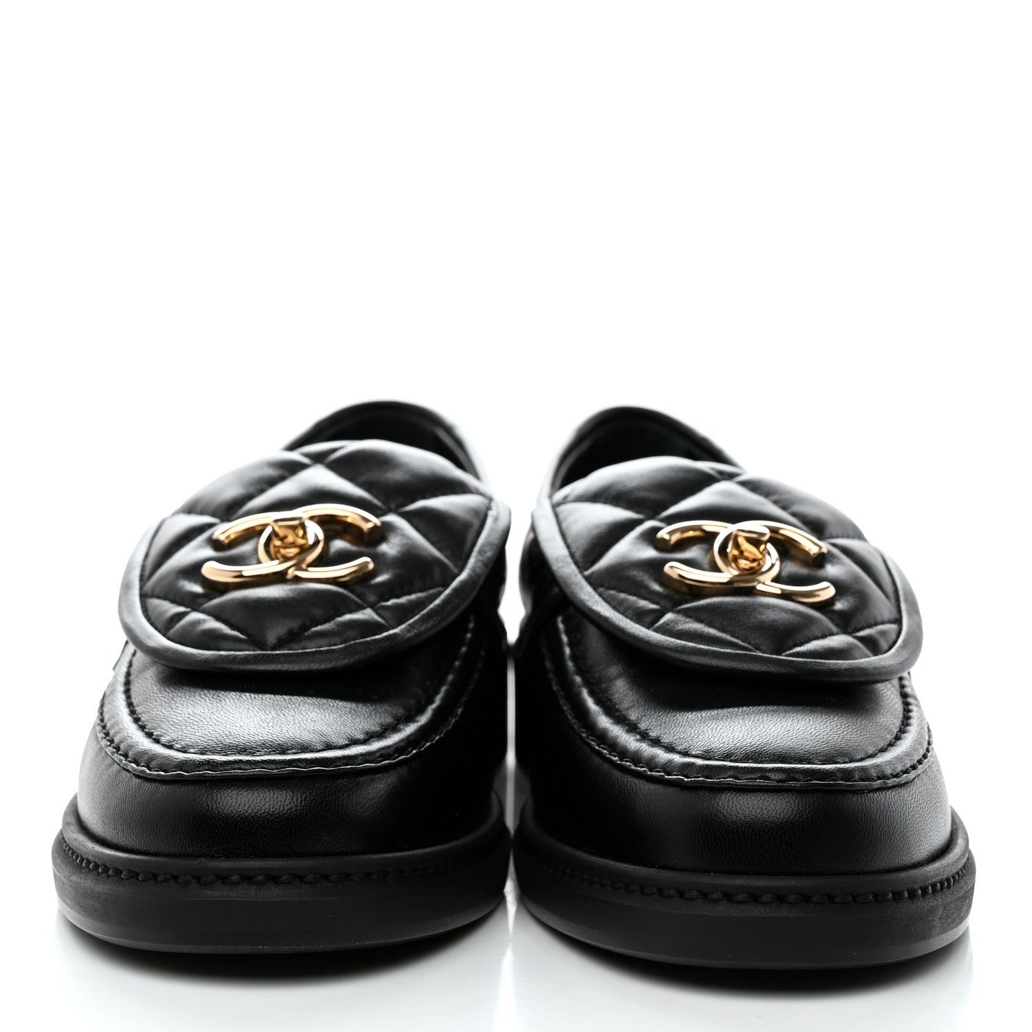 Chanel Lambskin Quilted CC Turnlock Loafers 35.5 Black 2 of 9