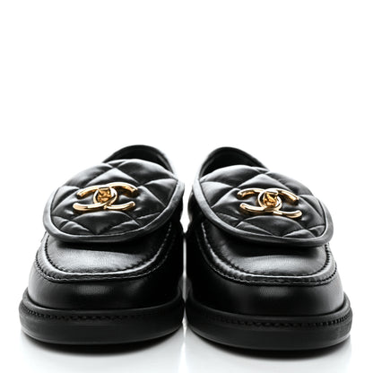 Chanel Lambskin Quilted CC Turnlock Loafers 35.5 Black 2 of 9