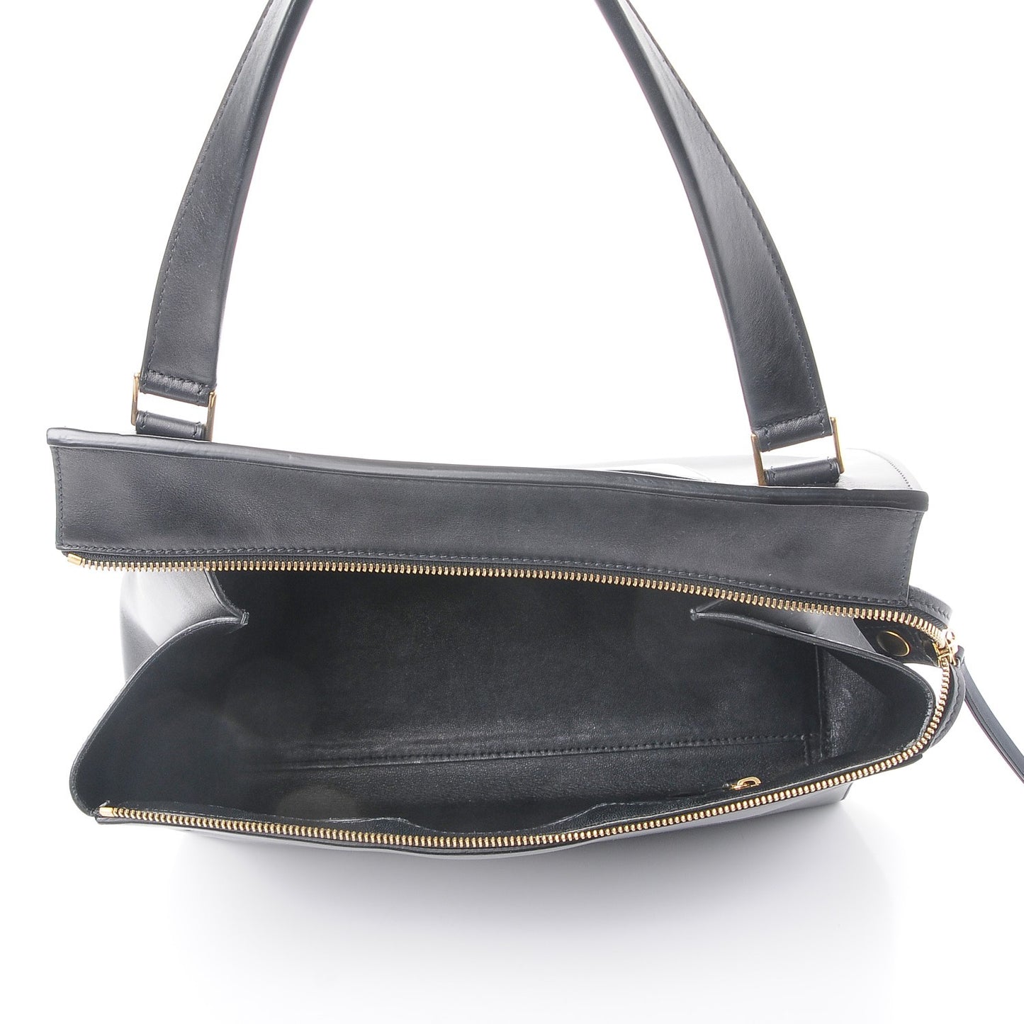 Smooth Calfskin Medium Bi-Color Edge Shoulder Bag Black Navy