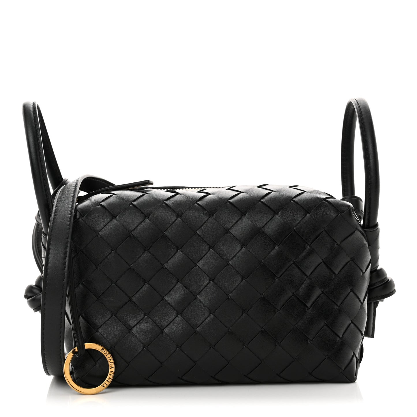 Calfskin Intrecciato Small Loop Top Handle Black